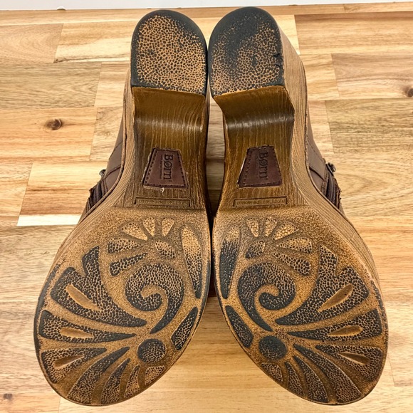 Born‎ Leather Ankle Boots Chunky Heel Side Zip Buckle Moc Toe Women's Size 7.5 - Picture 8 of 9